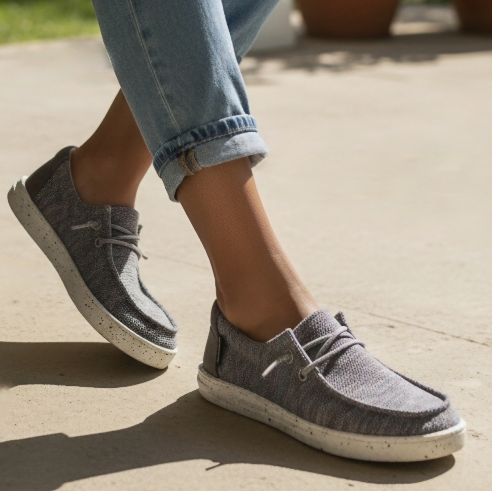 Hey Dude Women's Gray Lightweight Canvas Loafers